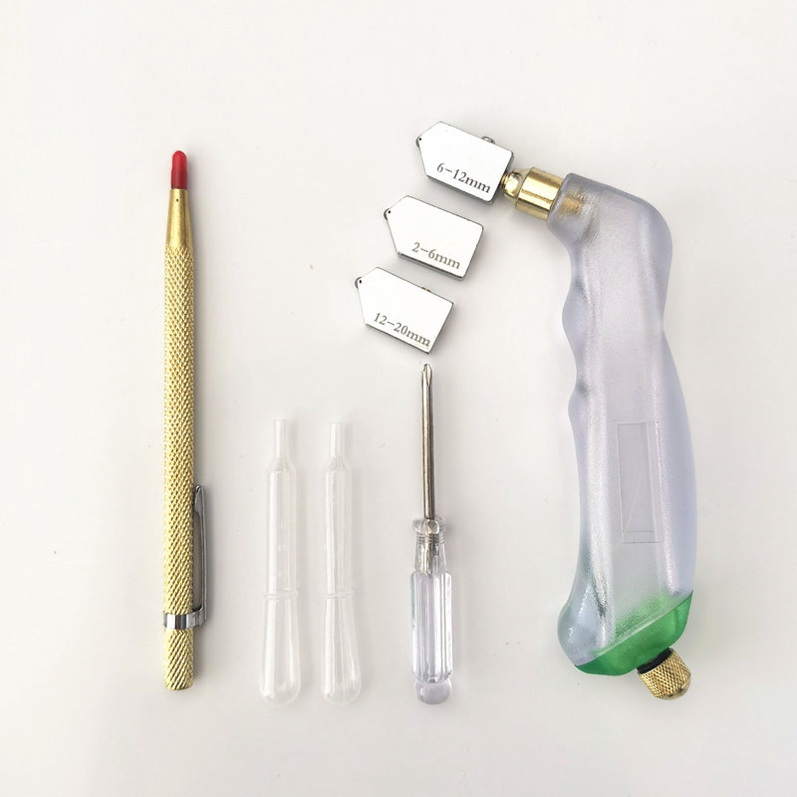 Multi-Function Glasses Cutter with 3 Replaceable Tips & Lubrication Feed for 2-20mm Thick Glass Projects