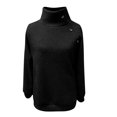 thumbnail image 4 of AXXD Womens Blouses for Work Professional Black Basic Summer 2024 Turtle Necks Trendy Pullover Button Tops Long Sleeve Comfortable Blouse Sweatshirt, 4 of 9