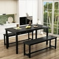 thumbnail image 3 of Cvortll Dining Table Set for 2, 43" Farmhouse Kitchen Table with 2 Wood Bench, 3-Pieces Rectangle Dinette Set for Dining Room, Breakfast Nooks, Small Space, 3 of 7