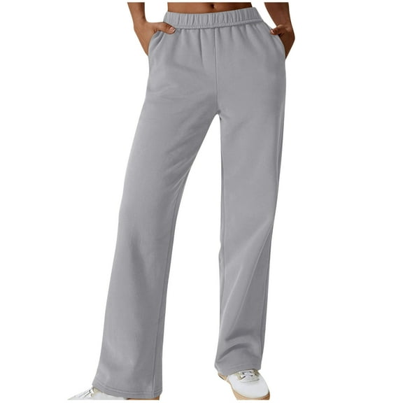 ShiShine Straight Leg Sweatpants for Women Elastic High Waisted Joggers Athletic Sweat Pants Lounge Pants with Pockets