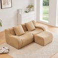 thumbnail image 2 of L-Shaped Teddy Fabric 2-Seat Boneless Sofa, No Assembly Required, Curved Armrest, Streamlined Ergonomic Design, 32D High Density Sponge, For Living Rooms, Rest Areas, Bedroom, Camel, 2 of 9