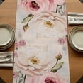 thumbnail image 5 of Pink White Spring Floral 72 Inch Table Runner, Vintage Flowers Watercolor Farmhouse Dresser Scarf Cotton & Linen Tablerunner for Dining/Kitchen Island/Holiday Party Décor 13" x 72", 5 of 9