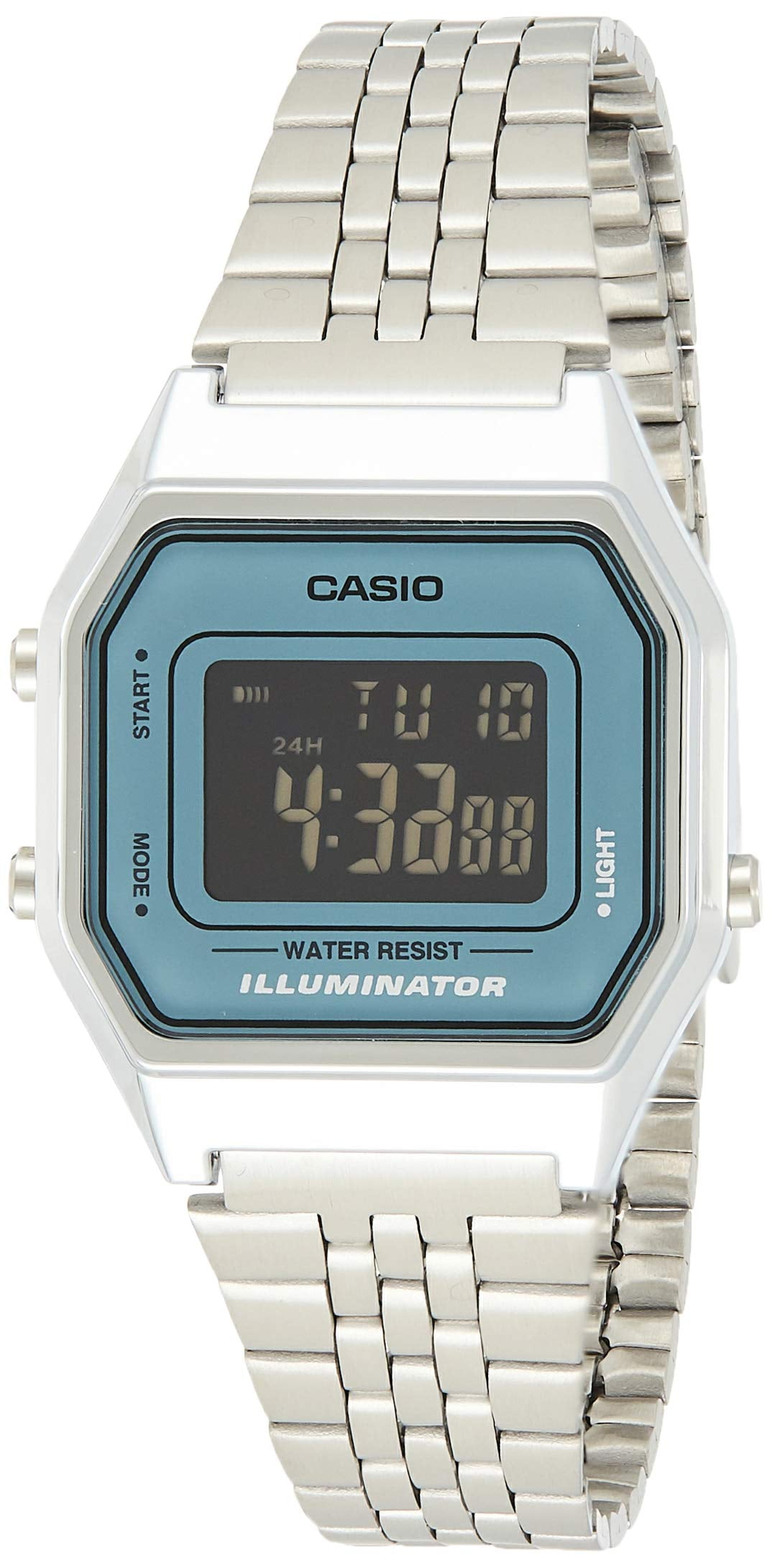 Ladies Mid-Size Silver Digital Retro Watch LA680WA-2BDF - Walmart.com