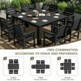 thumbnail image 5 of SERWALL 7-Piece Patio Dining Set, 59" Outdoor Dining Table with Umbrella Hole and 6 Chairs for Garden, Deck, Poolside, Black, 5 of 9