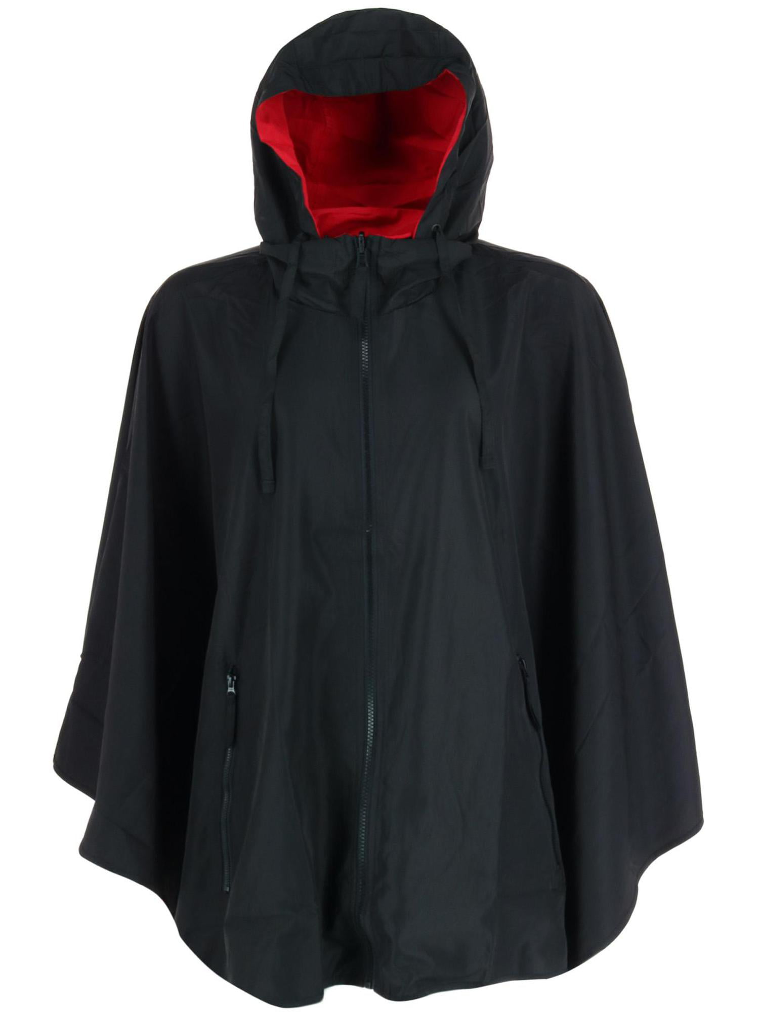 Outback Waterproof Rain Poncho Heavy Duty PU Coated Nylon BLACK Raincoat 