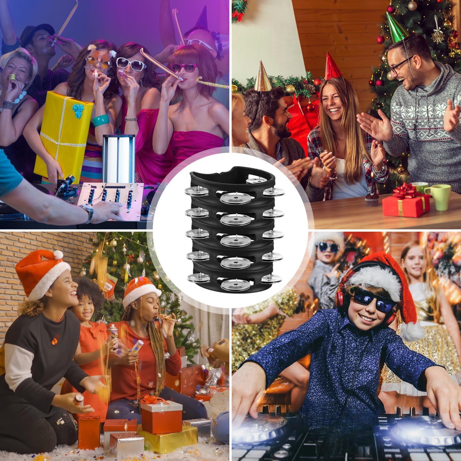 30 Pack Tambourine For Kids Adult Tamborines Musical Instrument Noise Makers 4 Bells Handheld Tambourines Church Classroom Music End Of Year Gift(black)