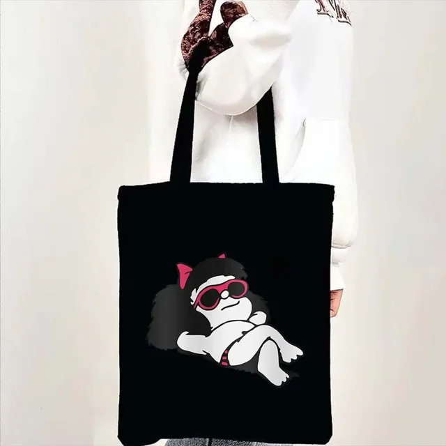 Bolsa de compras Mafalda Kawaii, bolso de mano de gran capacidad, informal, de hombro, Anime, Manga, chica, Harajuku, flor