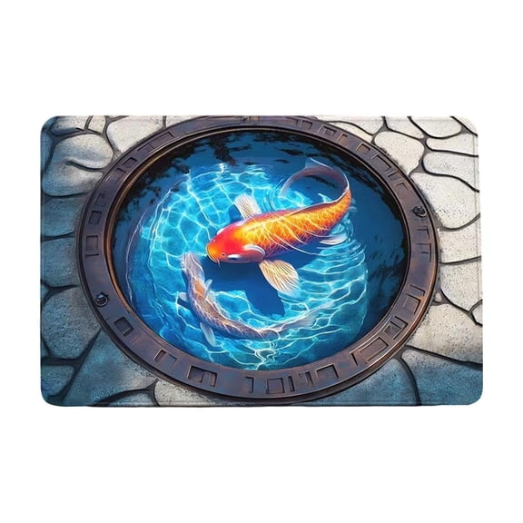 3D Koi Fish Bath Rugs, Non-Slip and Absorbent Rug Mat, Soft Dry Fast Machine Washable Bath Mats for Bathroom Kitchen Bathtub, Home Decor Accessories, Multicolor #2