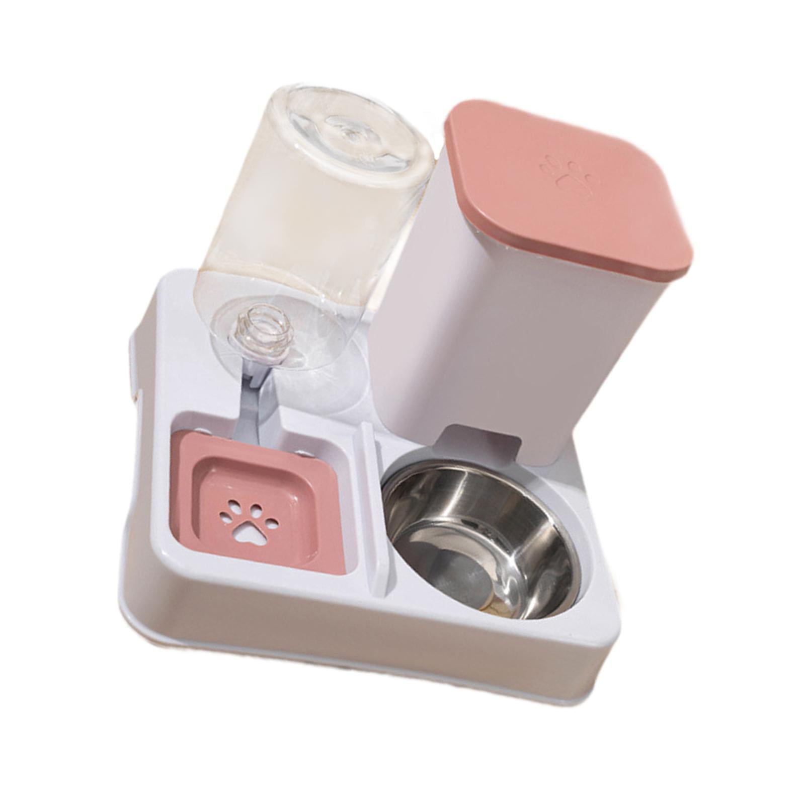 Bothyi Automatic Cat Feeder Food and Water Supply Detachable for s Dogs Travel pink white