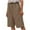 Brown, variant on ZQGJB Women's Spring and Autumn Solid Color Casual Elastic Waist Cotton Linen Versatile Straight Leg Casual Baggy Short Pants with Button Pockets Army Green L