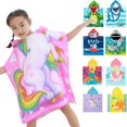 thumbnail image 2 of 24" x 48" Baby Kids Bath Beach Pool Hooded Towel Wrap Soft Absorbent Poncho for 3-7T, Pink Octopus, 2 of 5