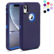 iPhone Xr Heavy Duty Defender Case - {Shock Proof-Shatter Resistant - 3 Layer Rubber- Compatible for iPhone Xr} Color Blue