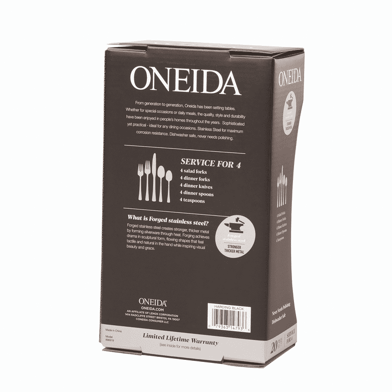 Oneida Harding 20-Piece Black Satin Stainless Steel Flatware Set photo 6