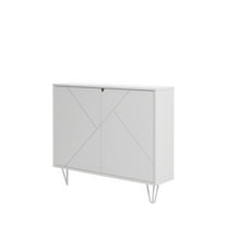Nexera Slim Modern Wood Accent Cabinet with 2 Doors, White