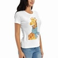 thumbnail image 5 of Women's Halloween T-Shirt Giraffe and Sloth Print Graphic Cozy Cute Short Sleeve Cotton Tee Halloween Novelty Tee Top, 5 of 9