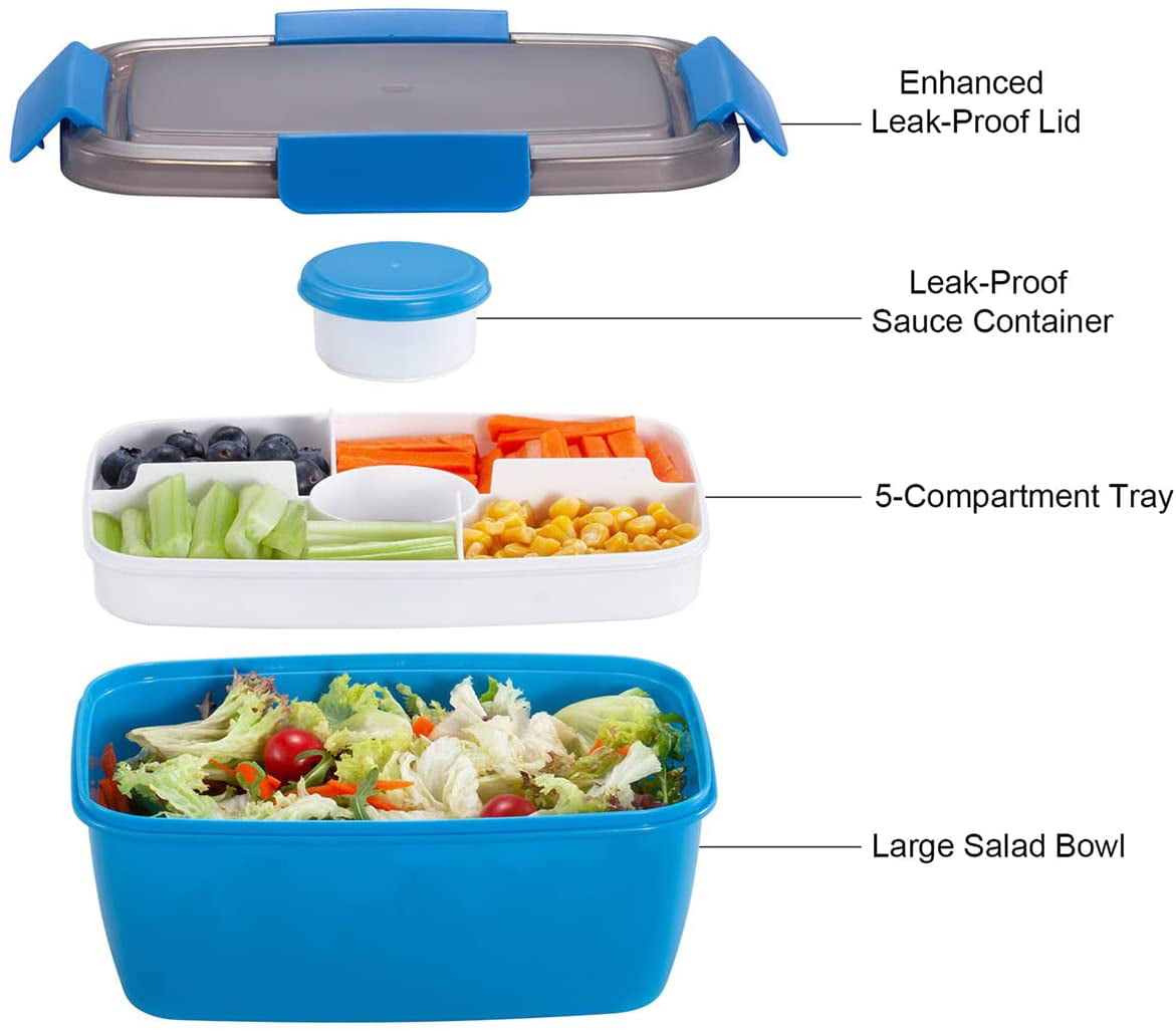 Caperci Superior Salad Container for Lunch To Go - Large 55-oz