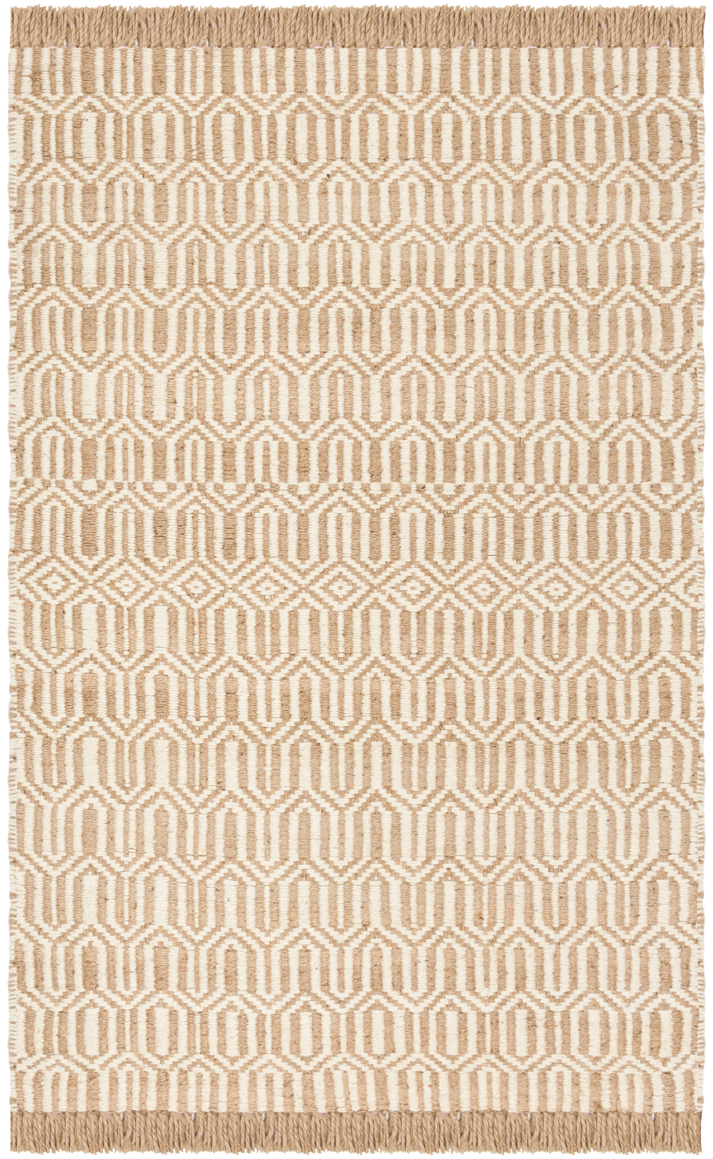 SAFAVIEH Natural Fiber Jakov Geometric Jute Area Rug, Natural/Ivory, 6' x 9'