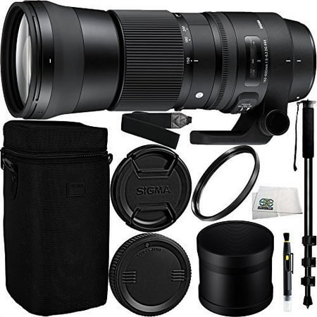Sigma 150-600mm f/5-6.3 DG OS HSM Contemporary Lens for Canon EF Bundle Includes Manufacturer Accessories + 72 inch Monopod with Quick Release + UV Filter + Lens Pen + Microfiber Cleaning (Best Superzoom Lens For Canon)