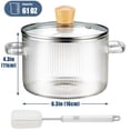 thumbnail image 2 of NiHome 61OZ/1.8L Clear Borosilicate Glass Cooking Pot with Lid, Glass Simmer Pot for StoveTop w/Wooden Lid Handle & Brush, Glass Saucepan for Slow Simmer, Microwave, Dishwasher-Safe, Ribbed Surface, 2 of 8