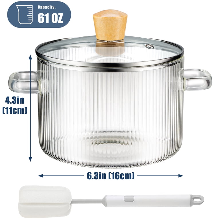 NiHome 1.8L Borosilicate Glass Cooking Pot with Wooden Lid photo 2