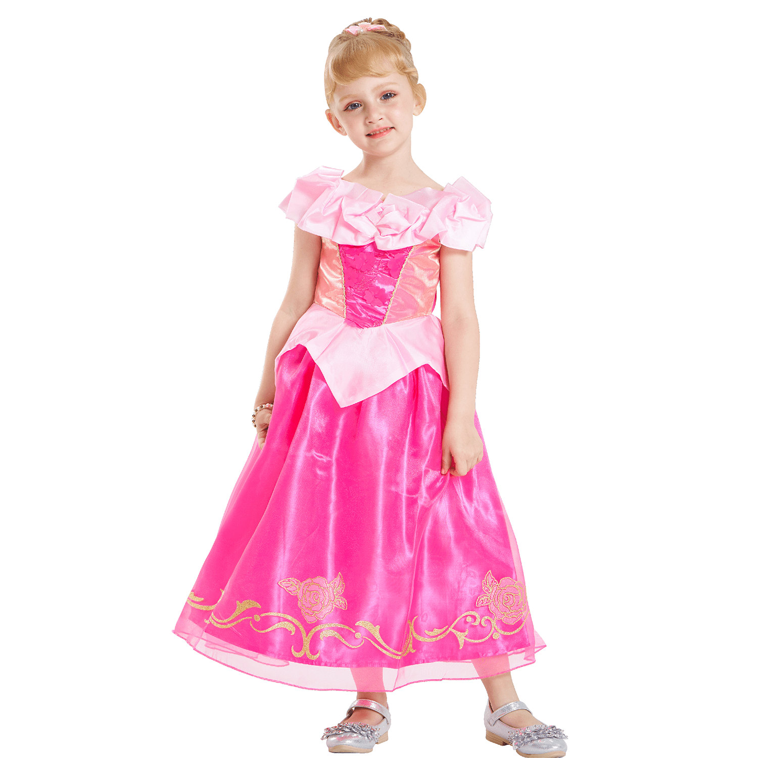 IKALI Girls Princess Costume, Pink Fancy Dress up Clothes Puff Outfit
