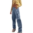 thumbnail image 5 of Sngxgn Women Distressed High Waist Wide Leg Jeans Denim Pants(Blue,XXXL), 5 of 9