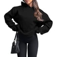 thumbnail image 4 of Delconic Women's Oversized Pink Hoodie Sweatshirt, Casual Long Sleeve Pullover with Pocket, Soft and Cozy for Everyday Wear Black XL, 4 of 8
