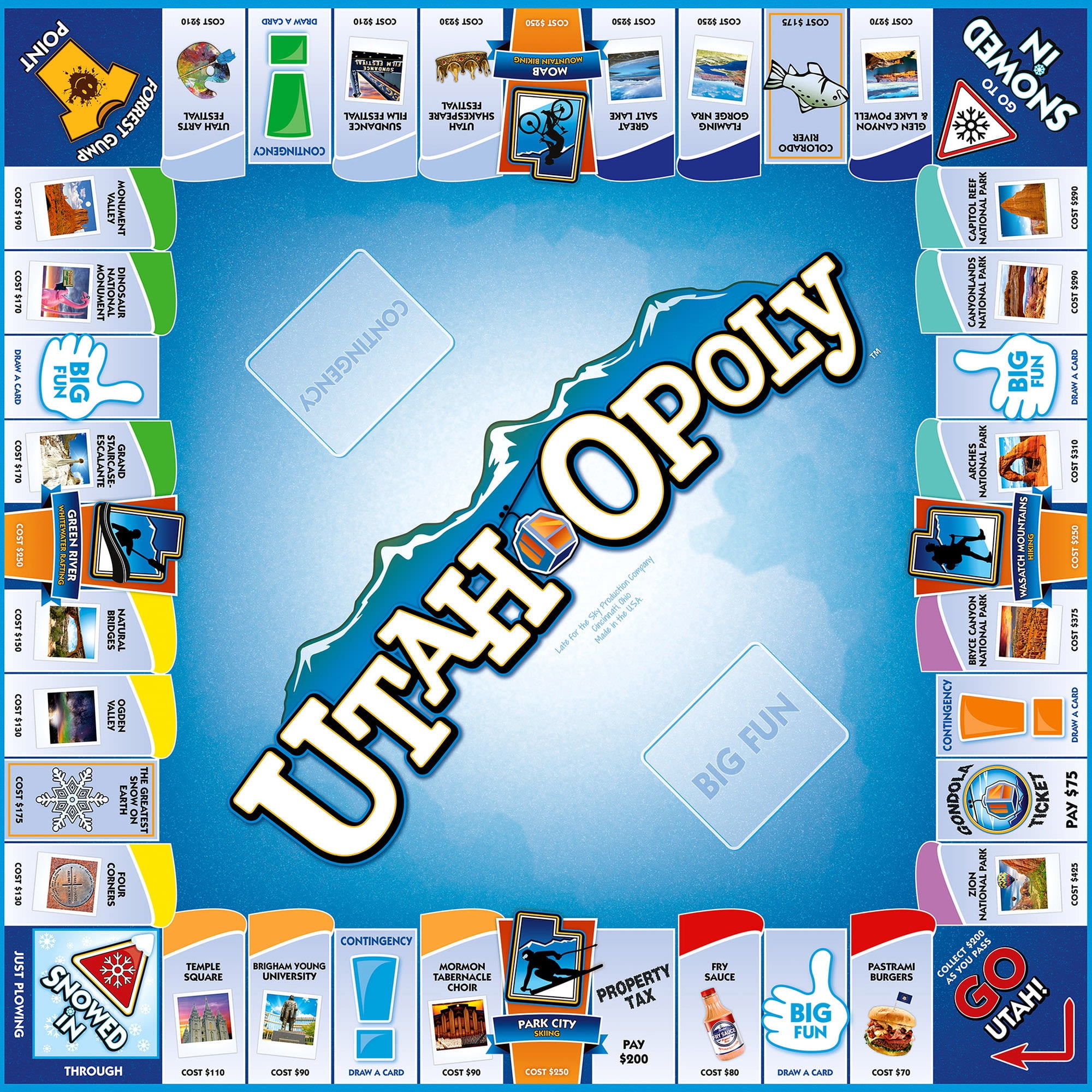 Late For The Sky: Utah-Opoly - State Themed Family Board Game, Opoly-Style Game Night, Traditional Play Or 1 Hr Version, Ages 8+, 2-6 Players