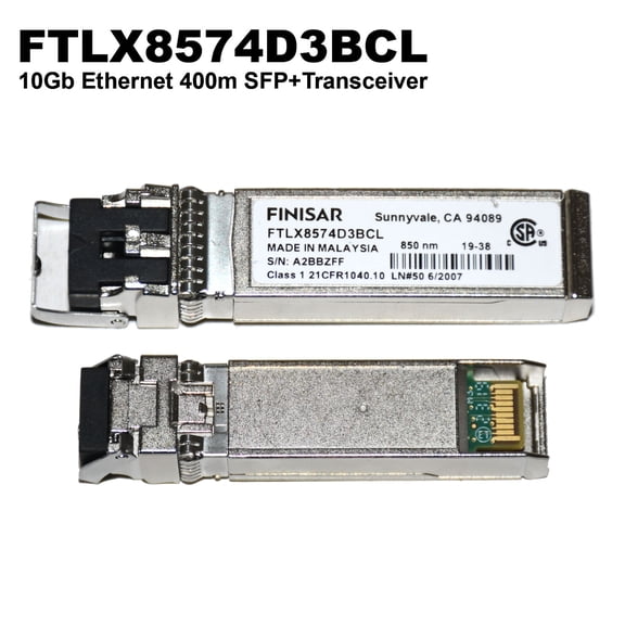 Pre-Owned Finisar 10Gb SFP+ Transceiver 850nm SR, LC, 400m, Multi-Mode - FTLX8574D3BCL
