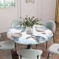 thumbnail image 5 of Sea Turtle Coastal Round Tablecloth for 45-54 Inch Tables,Fitted Table Cover with Elastic Edge,Summer Beach Coral Ocean Blue Nautical Waterproof Outdoor Table Cloth Protector for Patio Garden Dinner, 5 of 9