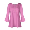 thumbnail image 3 of 3/4 Length Sleeve Shirts for Women Floral Print Tees Blouses Crewneck Loose Casual Plus Size Tops T Shirts, 3 of 5