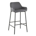 thumbnail image 2 of Daniella Industrial Fixed-Height Bar Stool In Black Metal And Grey Faux Leather - Set Of 2, 2 of 7