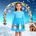 thumbnail image 2 of oqasdz Robe de Fille Robe de Fête pour Filles Robe d'Hiver avec Imprimé Bonhomme de Neige Festif Robe Élégante, 2 of 6