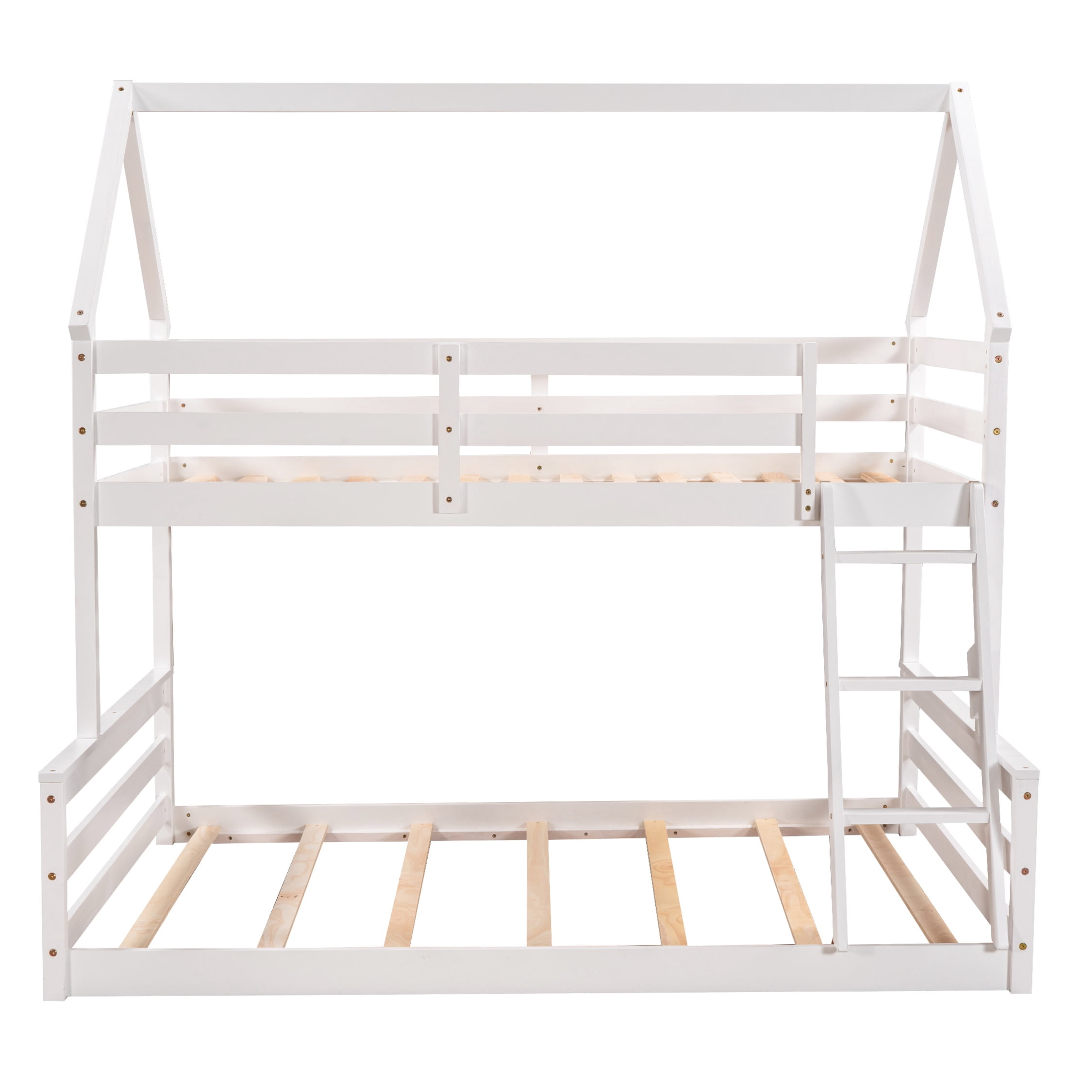 Noble House Flora Twin over Full House Bunk Bed with Ladder, Convertible 2-in-1 Design, Space Saving, White