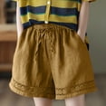 thumbnail image 2 of Riforla Women Summer Shorts 2024 Fashionable Elastic Waist Drawstring Comfort Shorts Casual Loose Holiday Shorts for Women Yellow M, 2 of 4