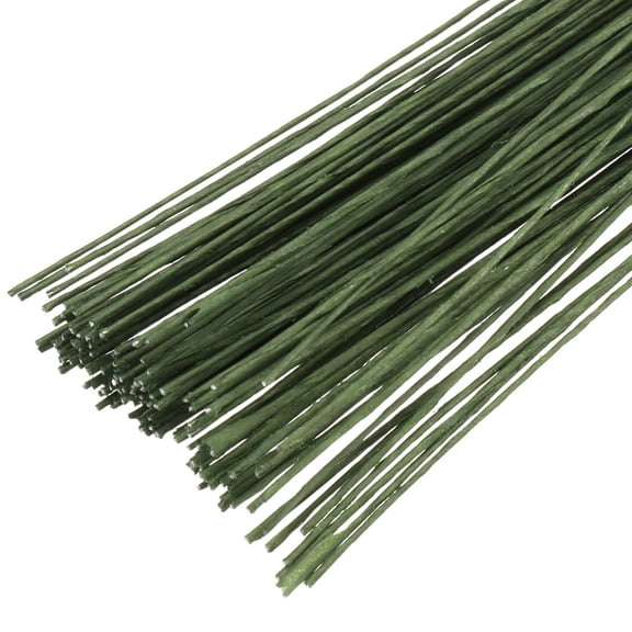 Uxcell 0.45mm 26 Gauge Florist Wire, 120 Pcs Flower Stem Wire Floral Flower Paper Wrapped Wire for Flower Crafts Bouquet Arrangement Supplies Wreath Making DIY Projects, Dark Green