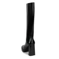 thumbnail image 3 of FSJ Women Simple Square Closed Toe Low Platform Knee-High Boots Chunky High Heel Side Zipper Tall Boots Casual Daily Wear Shoes Size 6 Black, 3 of 4