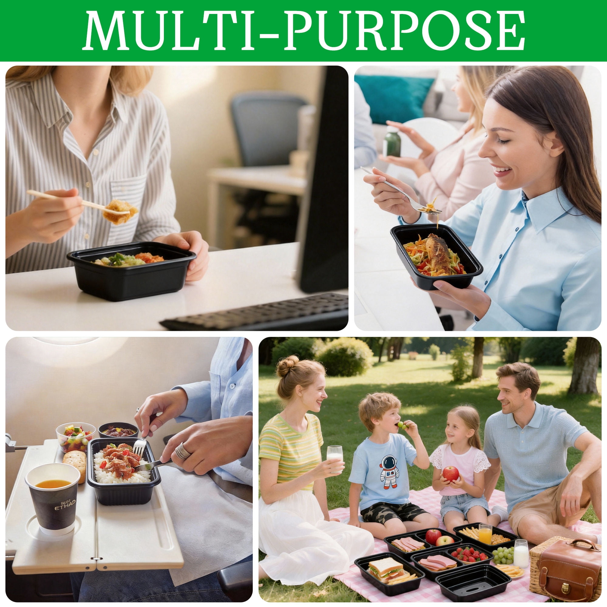 Soulgenix 50 Pack Meal Prep Containers, Food Storage Containers with Lids, BPA-Free, Reusable & Microwave Safe, Stackable Plastic Lunch Boxes for Portion Control, Meal Prepping