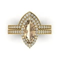 thumbnail image 2 of 2.48 ct Brilliant Marquise Cut Yellow Moissanite 14k Yellow Gold Halo Solitaire with Accents Engagement Bridal Wedding Ring Band Set size 6, 2 of 7