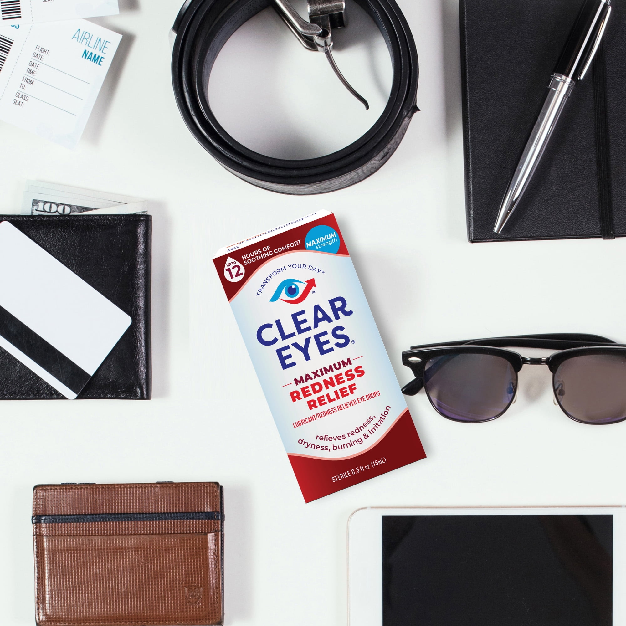 (3 pack) Clear Eyes Maximum Red Eye Relief Lubricant Drops, Daily Use, 1 fl oz