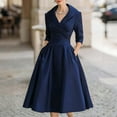 thumbnail image 3 of STETMN Women's Wrap Long Dress Lapel Neck Vintage Dress Swing Hem Night Party Dresses, 3 of 6