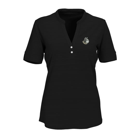 Women's Black Wofford Terriers Strata Textured Henley Shirt