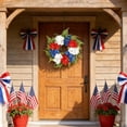 thumbnail image 5 of Premium Patriotic Wreath With Vibrant Red White Blue Hydrangea Blooms, Front Door Decor for 4th Of July, Independence Day, Memorial Day, Festive Home Outdoor Wall Window Decoration, 18in, D, 5 of 5