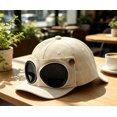 thumbnail image 3 of Men's Korean-Style Pilot Baseball Cap, Pilot Hat with Built-in Glasses, Streetwear Adjustable Sun Hat for Spring Summer Outdoor Wear Beige, 3 of 5