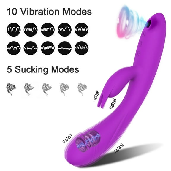 TLUDA 3 in 1 Rechargeable Rabbit Vibrator G Spot Vibrator with Sucking for Women, Purple