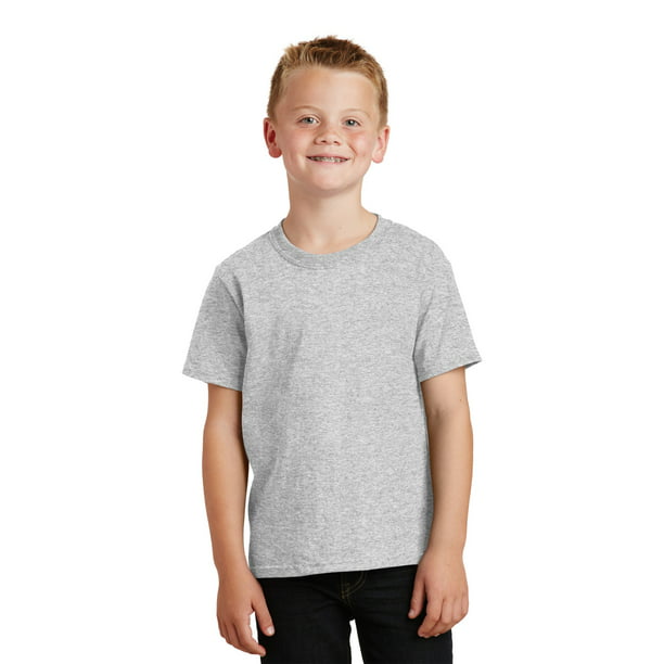 Port & Co Teen Unisex Regular Plain Short Sleeves T-Shirt Ash X-Small ...