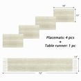 thumbnail image 7 of Table Runner and Placemats Set of 4, Yamaziot Washable Fabric Rectangle Dining Table Mats with Tassels, 13"x72" Table Flag & 13"x18" Place Mats, Beige, 7 of 7
