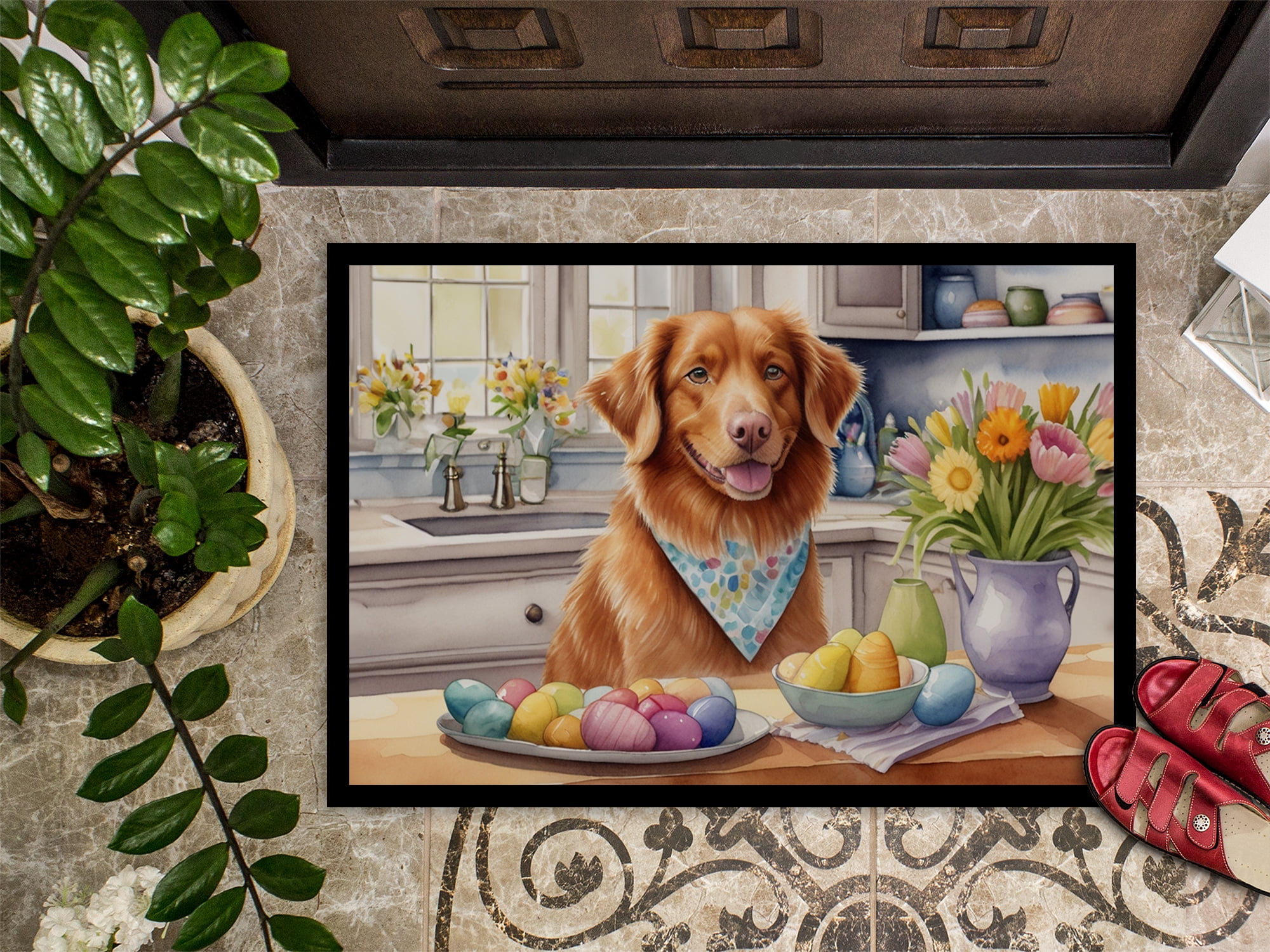 Decorating Easter Nova Scotia Duck Tolling Retriever Doormat 27 in x 18 in