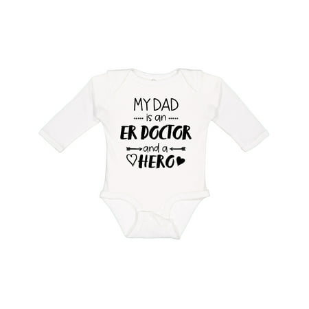 

Inktastic My Dad is an ER Doctor and a Hero Gift Baby Boy or Baby Girl Long Sleeve Bodysuit