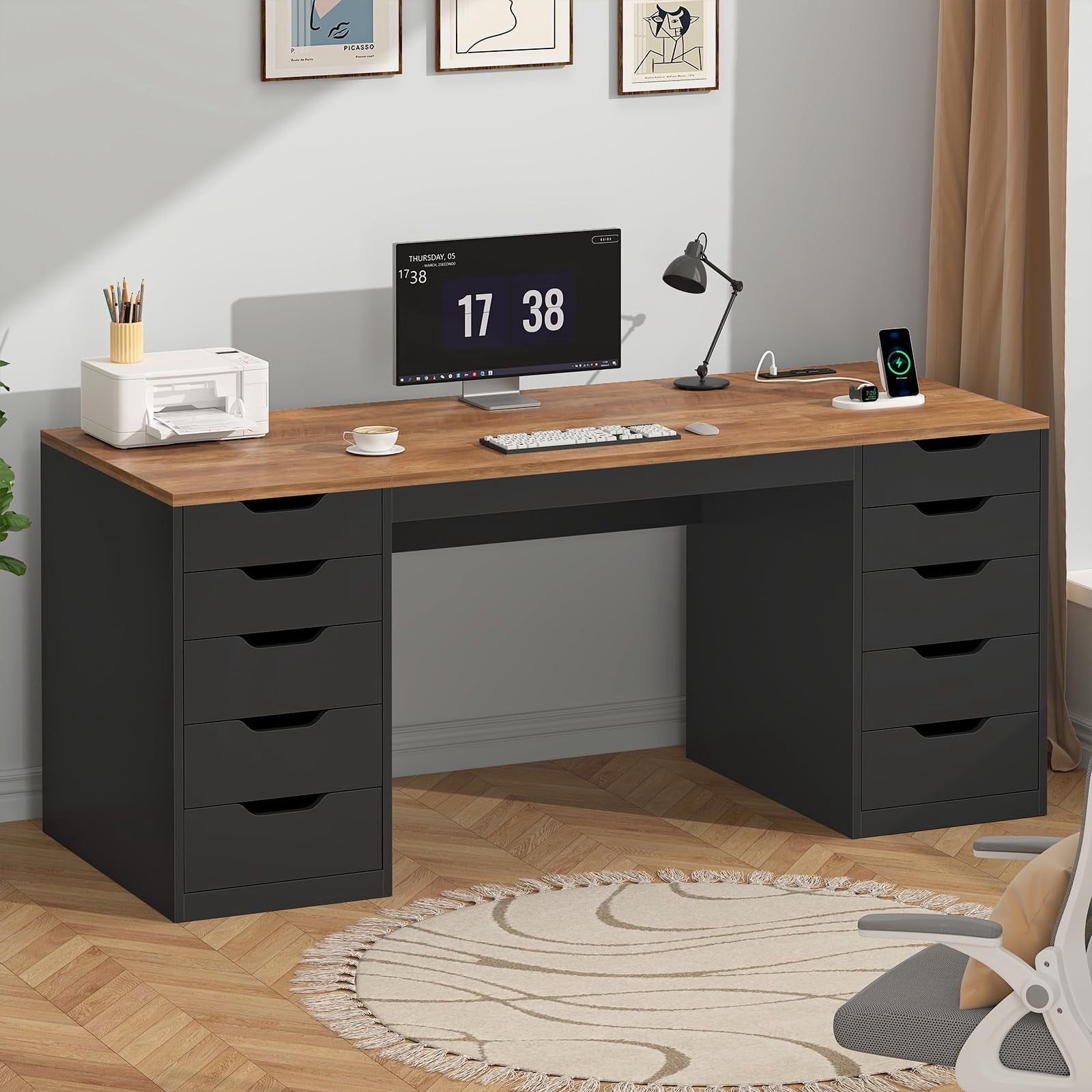 Ikea Alex Computer Desk with Drawers White 18210.20223.416